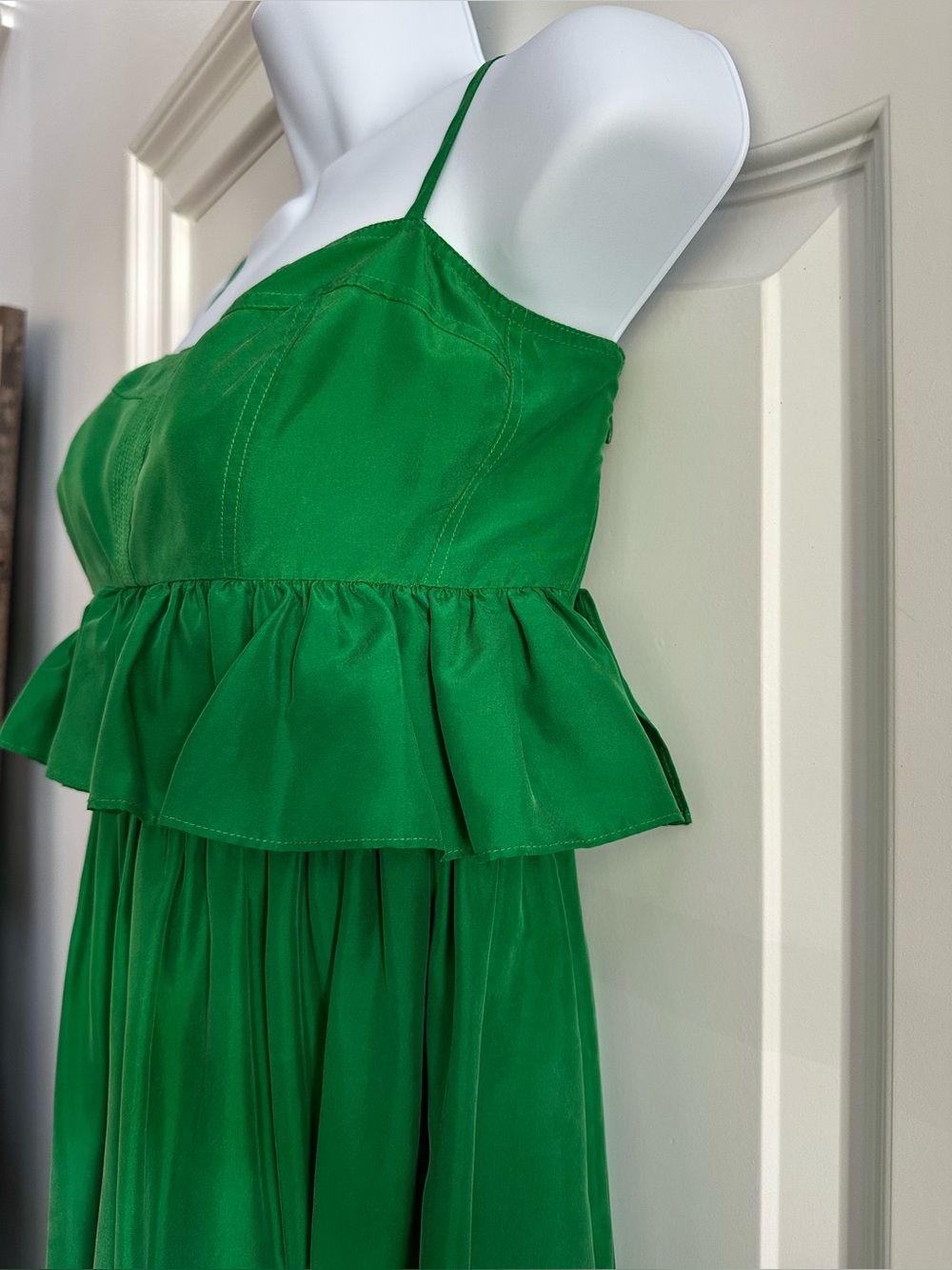 Ulla Johnson bright apple green silk spaghetti strap midi dress - Picture 5 of 12